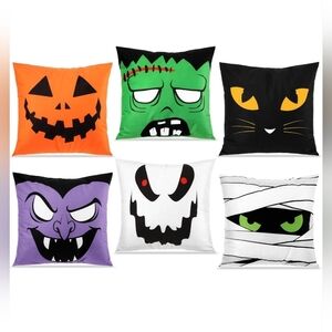 Decorative Plush Pillow Covers Set of 6 – Cat Pumpkin Ghost Sofa Cushion